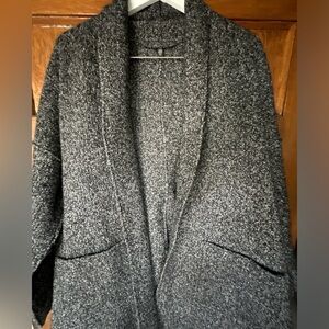 Beautiful Eileen Fisher Boucle Charcoal Knit Cardigan/ Coat